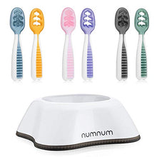 Load image into Gallery viewer, NumNum Beginner Bowl &amp; Pre-Spoon GOOtensil | Baby Bowl and 3 Spoon Set (First Stage + Second Stage) | BPA Free Silicone Self Feeding Baby + Toddler Dish &amp; Utensil
