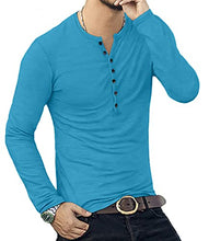 Load image into Gallery viewer, YTD Mens Casual Slim Fit Basic Henley Long Sleeve Fashion T-Shirt L Deep Teal
