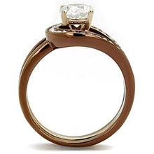 Load image into Gallery viewer, Marimor Jewelry Womens 1Ct Cubic Zirconia Rose &amp; Brown Stainless Steel 2 Piece Wedding Ring Set Size 7
