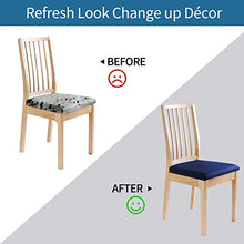 Load image into Gallery viewer, smiry Seat Covers for Dining Room Chairs Stretch Jacquard Dining Room Chair Seat Covers Set of 2, Navy Blue
