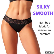 Load image into Gallery viewer, Bambody Absorbent Bikini : Period Protection Underwear (Large, 2 Pack: Black + Black)
