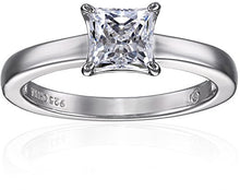 Load image into Gallery viewer, Platinum-plated Sterling Silver Princess-Cut Solitaire Ring made with Swarovski Zirconia (1 cttw), Size 8
