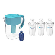 Load image into Gallery viewer, Brita Everyday Pitcher with 1 Longlast Filter, Large 10 Cup, Turquoise &amp; Water Replacement Filters for Pitchers and Dispensers, 3ct, White
