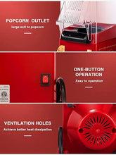 Load image into Gallery viewer, Ke- Popcorn Maker, 1200W Hot Air Popcorn Machine, Household Retro Popcorn Popper with Measuring Cup and ETL Certification, No Oil Needed BPA Free, for Party, Christmas, and Movie Nights, Red
