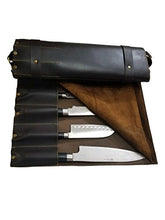 Load image into Gallery viewer, Professional Chef Bag Lightweight Genuine Premium Dark Brown Leather 10 Pockets Knife Bag/Chef Knife Roll with Buckles
