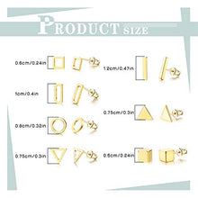 Load image into Gallery viewer, IRONBOX 21 Pairs Geometric Stud Earrings Stainless Steel Minimalist Earring Sets Simple Circle Triangle Square Bar Earrings for Women
