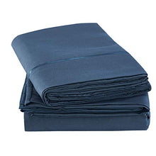 Load image into Gallery viewer, Mueller Ultratemp Bed Sheets Set, Super Soft 1800 Thread Count Egyptian 18-24 Inch Deep Pocket Sheets, Transfers Heat, Breathes Better, Hypoallergenic, Wrinkle, 6Pc, Navy Queen
