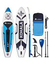 Load image into Gallery viewer, Runwave Inflatable Stand Up Paddle Board Non-Slip Deck with Premium SUP Accessories | Wide Stance, Bottom Fins for Surfing Control | Youth Adults Beginner (Kohala Blue)
