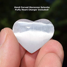 Load image into Gallery viewer, CHARGED Green Aventurine Crystal Bracelet Tumble Polished Stretchy + Selenite Heart Charging Crystal (GAIN CREATIVITY, COURAGE, INDEPENDENCE, PROSPERITY - BALANCES EMOTIONS) [REIKI] (Freeform Nugget)
