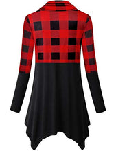 Load image into Gallery viewer, Cestyle Tunic Tops Women, Juniors Long Sleeve Turtle Neck Button Decor Pleated Form Fitting Shirt Fall Flowy Lightweight Pullover Sweatshirts Black and Red Small
