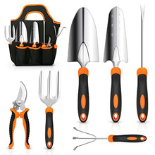 Load image into Gallery viewer, CHRYZTAL Garden Tool Set, Stainless Steel Heavy Duty Gardening Tool Set, with Non-Slip Rubber Grip, Storage Tote Bag, Outdoor Hand Tools, Ideal Garden Tool Kit Gifts for Women and Men
