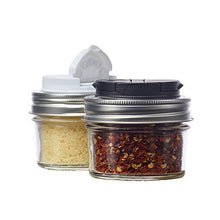 Load image into Gallery viewer, Jarware Spice Lids for Regular Mouth Mason Jars, Set of 2, Black and White
