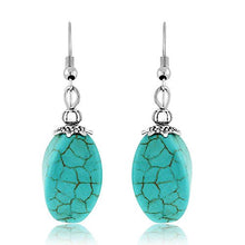 Load image into Gallery viewer, Gem Stone King 18 Inch Stunning Beads Simulated Turquoise Howlite Double Necklace and Earrings Set for Women
