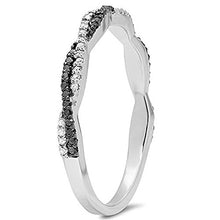 Load image into Gallery viewer, Dazzlingrock Collection 0.25 Carat (ctw) 10K Round Black &amp; White Diamond Wedding Band 1/4 CT, White Gold, Size 7
