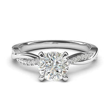 Load image into Gallery viewer, 14k White Gold 4-Prong Petite Twisted Vine Simulated 1.0 CT Diamond Engagement Ring Promise Bridal Ring (7)
