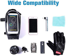 Load image into Gallery viewer, WATERFLY Bike Frame Bag Waterproof Bike Phone Mount Handlebar Bag Bike Accessories with Touch Screen Phone Holder Bag for iPhone X/8/7 plus/7/6s/6 plus/5s (Black)
