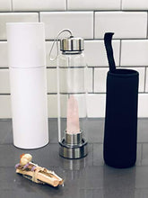 Load image into Gallery viewer, Crystal Water Bottle - Rose Quartz Gemstone Infused Elixir - Natural Wellness Healing - Glass/Stainless Steel
