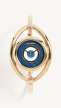 Load image into Gallery viewer, Tory Burch Women's The Evil Eye Bangle Watch, 24mm, Gold/Navy, One Size
