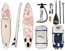 Load image into Gallery viewer, Dunnrite Products Inflatable Stand Up Paddle Board Kit (SUP with Paddle, Backpack Travel Bag, Pump, Fins, &amp; Coiled Leash) (Floral)

