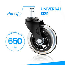 Load image into Gallery viewer, Office Chair Wheels Replacement Rubber Chair casters for Hardwood Floors and Carpet, Set of 5, Heavy Duty Office Chair Ball casters for Chairs to Replace Office Chair mats - Universal fit
