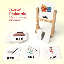 Load image into Gallery viewer, Coogam Wooden Reading Blocks Short Vowel Rods Spelling Games, Flash Cards Turning Rotating Letter Puzzle for Kids, Sight Words Montessori Spinning Alphabet Learning Toy for Preschool Boys Girls
