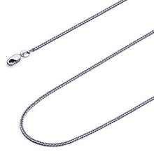 Load image into Gallery viewer, 14k REAL White Gold Solid 0.8mm Diamond Cut Braided Square Wheat Chain Necklace with Lobster Claw Clasp - 20"
