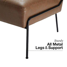 Load image into Gallery viewer, eLuxurySupply Armless Accent Chair - Upholstered Living Room Chair with Stain Resistant Fabric and Elegant Pintucking - Premium High Density Foam Cushion - Easy Assembly - Faux Brown Leather
