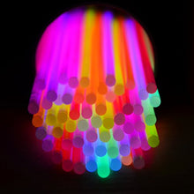 Load image into Gallery viewer, 300 Pack Glow Sticks with 100 22” Necklaces + 200 8” Bracelets Connector Included; Glow in The Dark Halloween Party Bulk Supplies, Neon Light Up Accessories for 4th of July &amp; Independent Day
