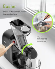 Load image into Gallery viewer, SiFENE Cold Press Juicer Machine, Dual 3" Wide Mouth Slow Masticating Juicer, Anti-Clog Function, Extracts Wheatgrass &amp; Fruit Juice, Easy to Clean, BPA Free for Vegetable and Fruit Juicing, Black
