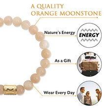 Load image into Gallery viewer, Morchic Orange Moonstone Crystal Gem Semi Precious Womens Girls Stretch Bracelet, Real Natural Sunstone Gemstone Beads 8mm Classic Simple Design Birthday Gift Birthstone 7.5 Inch
