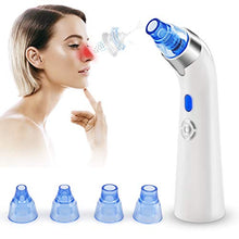 Load image into Gallery viewer, Blackhead Remover Pore Vacuum - USB Rechargeable Facial Acne Cleaner Comedone Suction Treatment LED Display with 4 Replaceable Suction Head (Blue)
