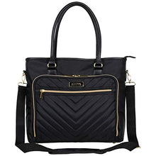 Load image into Gallery viewer, Kenneth Cole Reaction Chelsea Quilted Chevron 15" Laptop &amp; Tablet Business Tote With Removeable Shoulder Strap, Black

