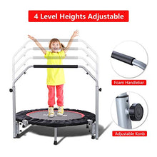 Load image into Gallery viewer, BCAN 40" Foldable Mini Trampoline, Fitness Rebounder with Adjustable Foam Handle, Exercise Trampoline for Kids Adults Indoor/Garden Workout Max Load 330lbs
