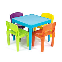 Load image into Gallery viewer, Humble Crew, Blue Table &amp; Red/Green/Yellow/Purple Kids Lightweight Plastic Table and 4 Chairs Set, Square
