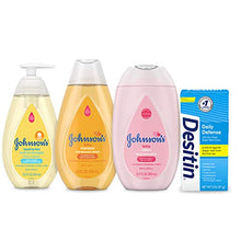 Load image into Gallery viewer, Johnson's First Touch Baby Gift Set, Baby Bath, Skin, &amp; Hair Essential Products, Kit for New Parents with Wash, Shampoo, Lotion, &amp; Diaper Rash Cream, Hypoallergenic &amp; Paraben-Free, 5 Items
