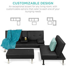Load image into Gallery viewer, Best Choice Products Faux Leather Upholstery 3-Piece Modular Modern Living Room Sofa Sectional Furniture Set w/Convertible Single &amp; Double Seat Futon Beds, Ottoman, Reclining Backrests - Black
