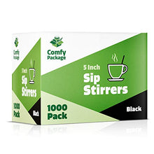 Load image into Gallery viewer, 5 Inch Coffee &amp; Cocktail Stirrers/Straws [1000 Count] Disposable Plastic Sip Stir Sticks – Black
