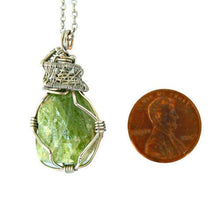 Load image into Gallery viewer, Raw Peridot Crystal Necklace - Wire-Wrapped Green Gemstone Pendant - Handmade August Birthstone Jewelry
