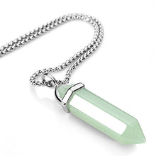 Load image into Gallery viewer, BEADNOVA Green Aventurine Necklace Gemstone Crystal Necklace for Women Healing Stone pendant Jewelry for Men Pendulum Divination Green Crystal Hexagonal pendant (18 Inches Stainless Steel Chain)
