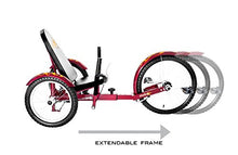 Load image into Gallery viewer, Mobo Cruiser Triton Pro Recumbent Trike. Adult Beach Cruiser Tricycle for Women &amp; Men. Petal 3-Wheel Bike , Red, 28 x 29 x 48 inches (61” extended)

