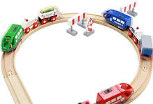 Load image into Gallery viewer, On Track USA Wooden Train Set Battery Operated Action Rescue Trains Includes 3 Magnetic Motorized Engines and 6 Cars, Compatible with Wooden Train Tracks From All Major Brands (Batteries Not Included)
