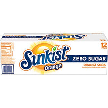 Load image into Gallery viewer, Sunkist Zero Sugar Orange Soda, 12 fl oz cans, 12 pack
