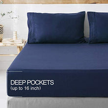Load image into Gallery viewer, Abakan Full Bed Sheet Set Extra Soft 1800 Thread Count Silky Smooth Microfiber Hotel Luxurious Premium Cooling Sheet Breathable, Wrinkle, Fade Resistant Deep Pocket - 4 Piece (Full, Navy Blue)

