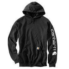 Load image into Gallery viewer, Carhartt Men's Midweight Sleeve Logo Hooded Sweatshirt (Regular and Big &amp; Tall Sizes), Black, Large
