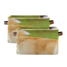 Load image into Gallery viewer, WIEDLKL Rectangular Organizer Bins Dogs Play with Soap Bubbles Outdoors in Summer Pantry Organization and Storage Containers with Strong Pu Leather Handle Waterproof Storage Box for Clothe

