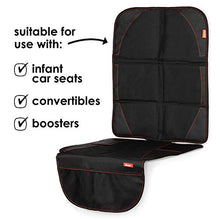 Load image into Gallery viewer, Diono Ultra Mat Pack Full Size Car Seat Protectors For Under Car Seat, Crash Tested With Premium Ultra Thick Padding For Durable, Water Resistant Protection, Includes 3 Mesh Storage Pockets
