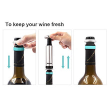 Load image into Gallery viewer, EZBASICS Wine Saver Vacuum Pump with 4 Wine Bottle Stoppers, Stainless Steel
