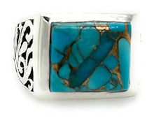 Load image into Gallery viewer, Gorgeous Blue Mohave Copper Turquoise 925 Sterling Silver Men's Ring Size 7, 8, 9, 10, 11, 12, 13
