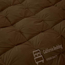 Load image into Gallery viewer, California Bedding All-Season Luxury Pinch Pleated Pintuck Oversized King 116x98 Size Down Alternative Quilted Comforter Set , 500 GSM Microfiber Fill - Machine Washable, Brown Solid
