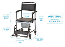 Load image into Gallery viewer, NOVA Medical Products Drop Arm (for Easy User Transfer) Transport Chair Commode, Rolling with Locking Wheels &amp; Removable Padded Seat, Hammertone
